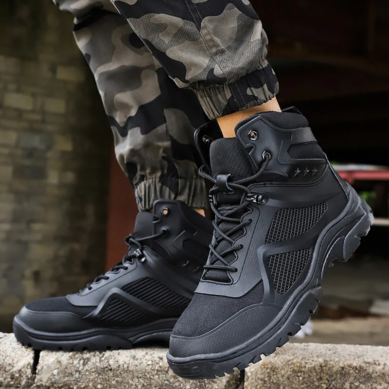 Hot Sell Military Combat Boots Men Big Size Army Shoes Military Tactical Boots Black Anti Slip Outdoor Trekking Shoes Men