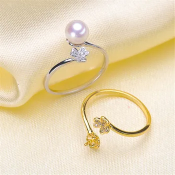 

Delicate Pearl Rings Settings S925 Sterling Silver Rings Mount Women DIY Handmade Craft Rings Jewelry Accessory