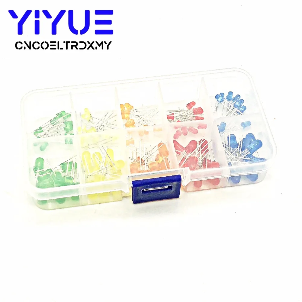 100pcs LED Emitting Diodes Light Kit 5 Colors Round Top 3mm5mm  Yellow Red Blue Green Orange Assortment Kit For DIY Lighting (2)