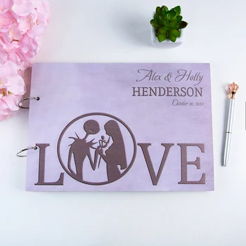 

wedding guest purple cover wooden book wedding wishes book wooden album personalized wedding guest book alternatives