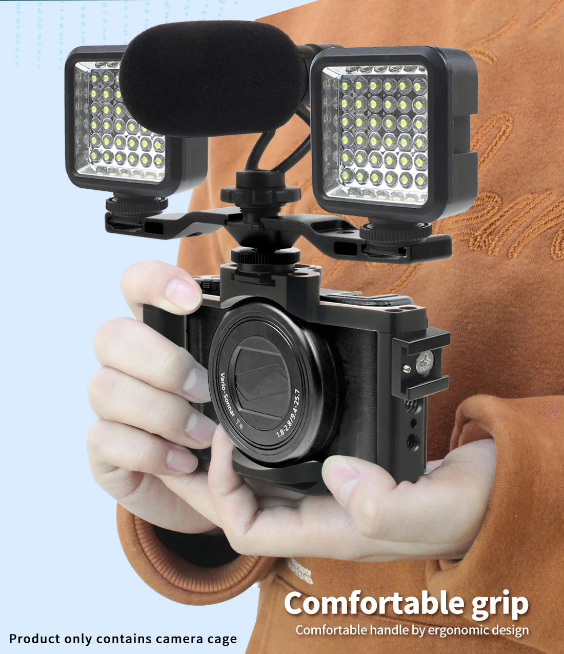 Formanschluss DSLR-Kamerakäfig Stabilisator Rig Kaltschuhhalterung 1/4 3/8 für Sony ZV-1 Ver.IVlog Schutzhülle Stativ Kugelkopf – Detail 5