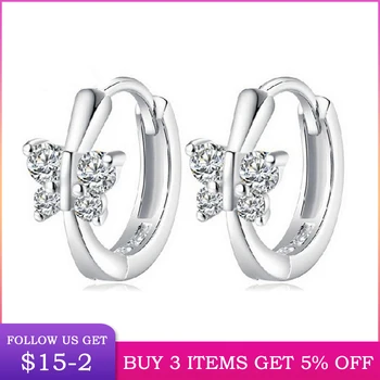 

LByzHan 100% Real 925 Sterling Silver Butterfly Hoop Earring Gold & Silver Color Earring For Women Gift CME0046