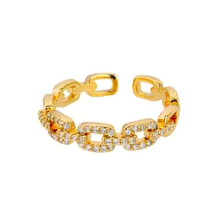 Elegant Zircon Twist Chain Ring for Women - Stainless Steel Jewelry Gift with Free Shipping (Gold plated)
