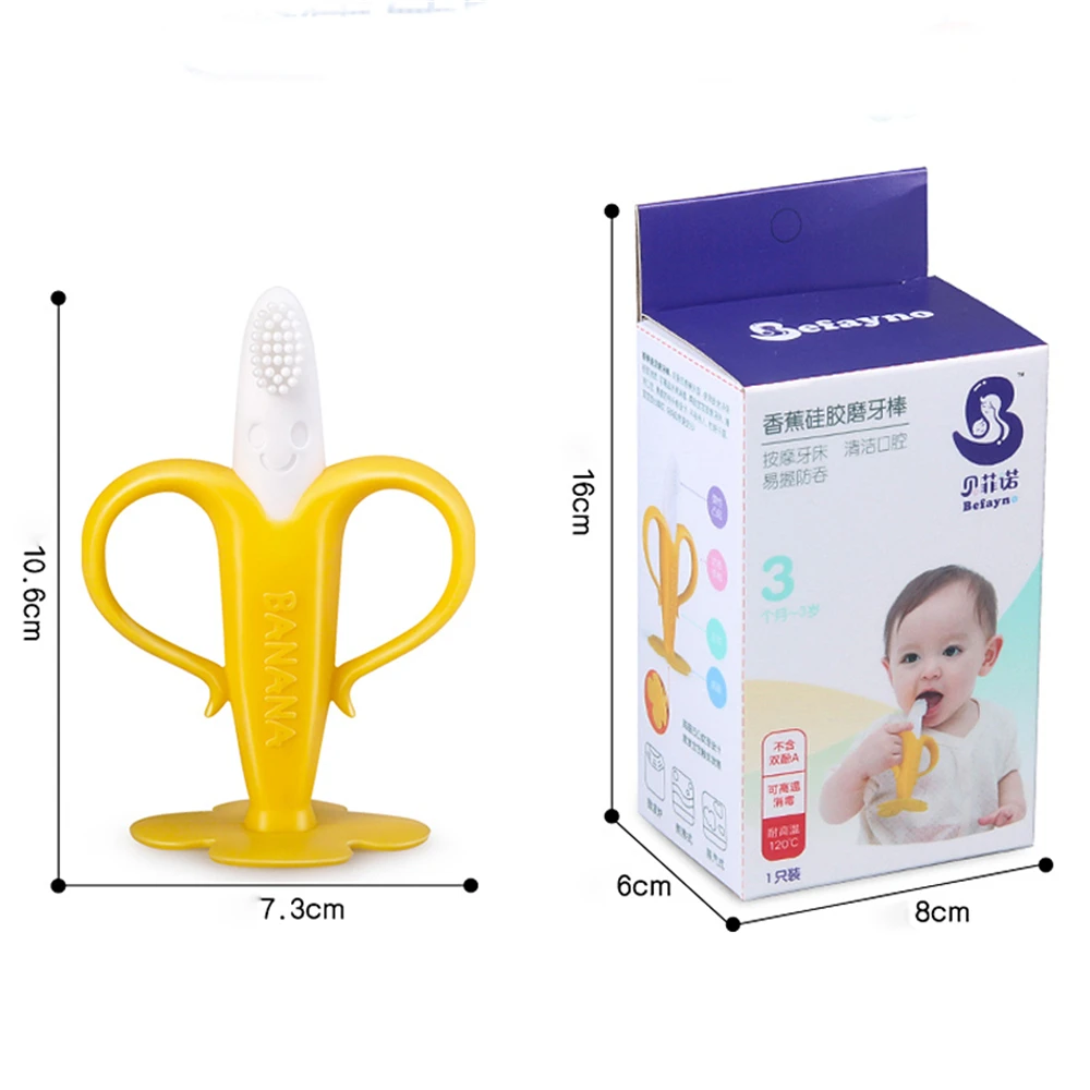 Зубные Прорезыватели с бананом для младенцев, безопасная силиконовая учебная зубная щетка, зубная щетка для детей, зубная щетка, подарок для ухода за зубами, Прорезыватель для малышей, жевательная игрушка