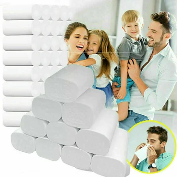 

12 Rolls 4 Ply Toilet Paper Bulk Rolls Bath Tissue Bathroom Household White Soft