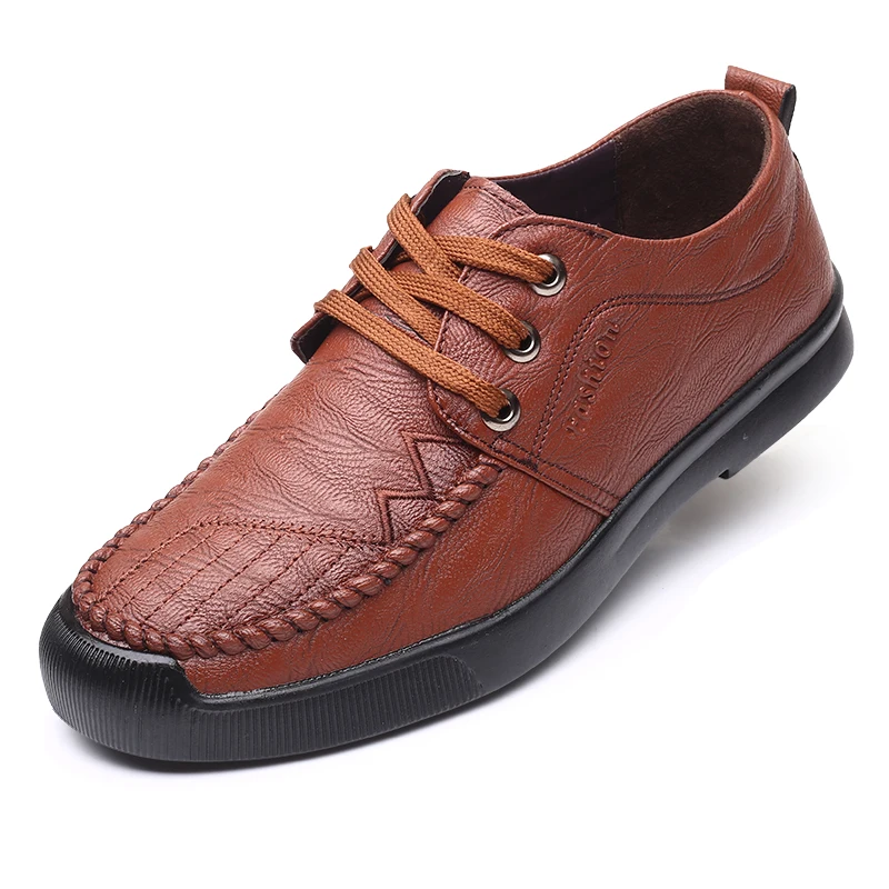 Мужские кроссовки; кожаная обувь; Zapatos De Hombre; модная мужская повседневная обувь на плоской подошве; Весенняя брендовая мужская мягкая удобная обувь - Цвет: Коричневый