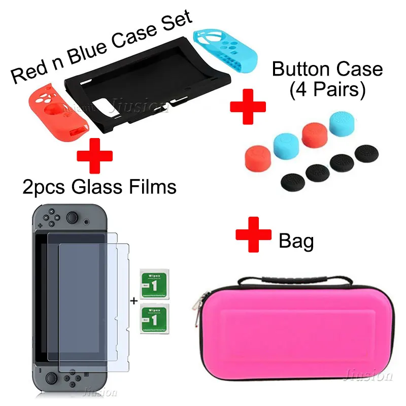 8 in 1 Kit-Pink Портативный жесткий чехол в виде ракушки для нитендо переключатель с водонепроницаемостью EVA сумка для хранения для Nitendo переключатель NS аксессуары для консоли - Цвет: 8 in 1 Kit-Pink