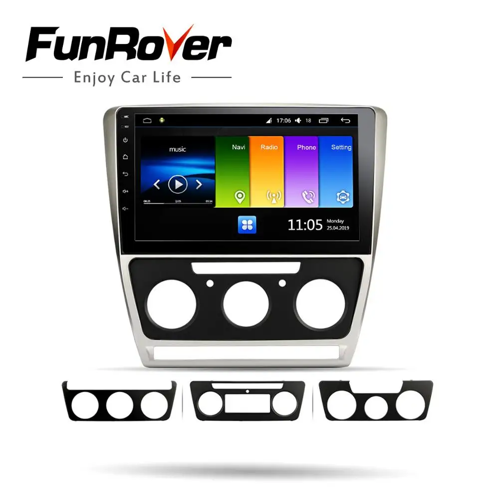 Автомобильный мультимедийный плеер FUNROVER четыре ядра android 9 0 2.5D + IPS для Skoda Octavia 2008