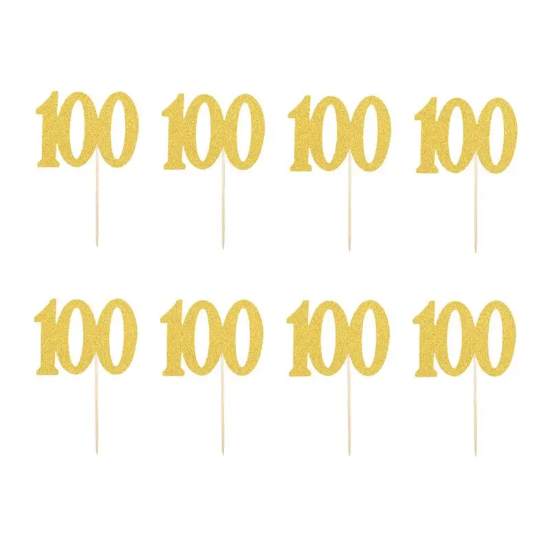 10 шт., номер 10-100, блестящие топперы для кексов, топперы для торта, украшения для торта для вечеринки, Бумажные палочки, палочки, десерт, фруктовый Декор - Цвет: 100