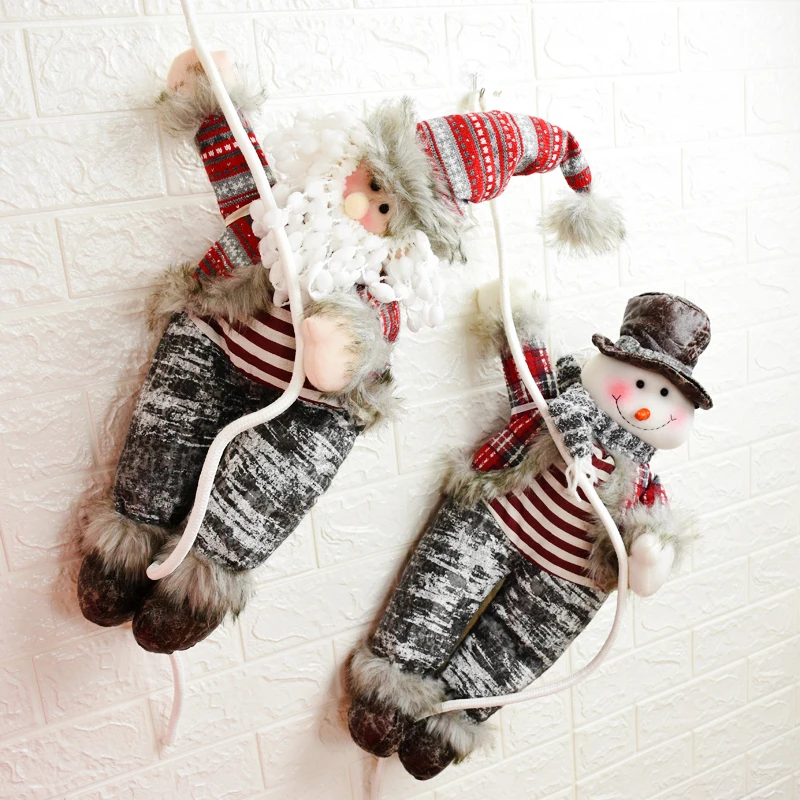 Рождественское украшение для настенный дверной подвесной орнамент Санта Клаус Снеговик куклы игрушки Веревка альпинистские игрушки Рождественские подвесные украшения