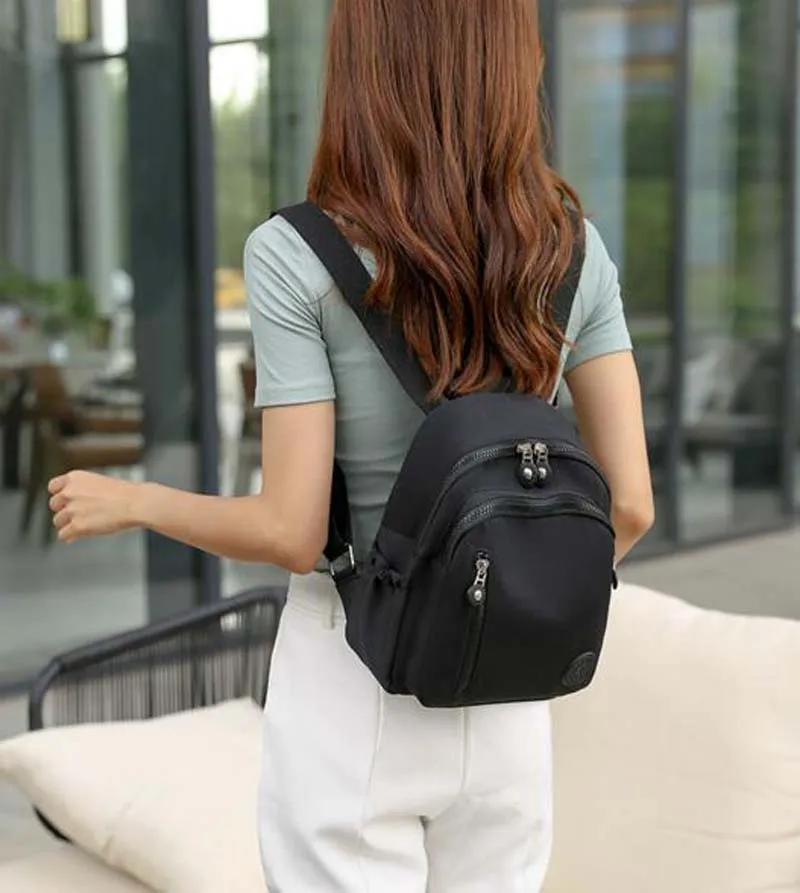 Hot Sale New Fashion High Quality Nylon Backpack Women's Casual Light Double Zipper Shoulder Bags School Bag Travel Bags 5