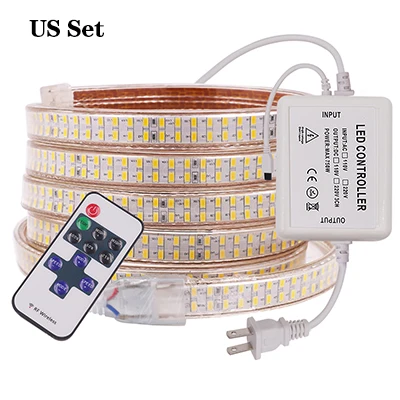 110 В 220 В SMD 5730 СВЕТОДИОДНЫЙ Набор двухрядных полос 240 светодиодный s/m светодиодный светильник, затемняемый супер яркий светодиодный ленточный скотч EU/UK/US/AU Plug - Испускаемый цвет: 110V US Set