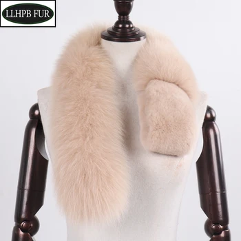 

New Arrival Winter Women Real Fox Fur Scarf With Rex Rabbit Fur Scarves Lady Warm Natural Fox Fur Muffler Fox Fur Shawl Collar