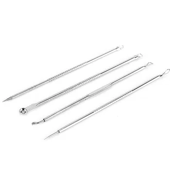 

4PCS Premium Blackhead Whitehead Safety Pimple Spot Comedone Extractor Treatments Extractor Remover Face Skin Care Tool Kit