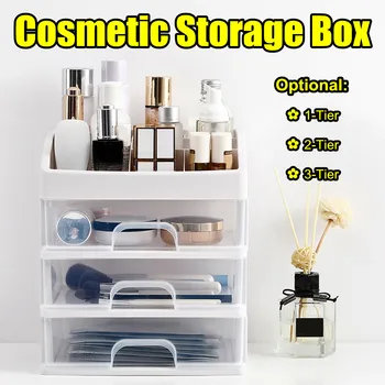 

1/2/3 Tier Drawer Makeup Organizer Plastic Large Makeup Box Organizer for Cosmetic Box Jewelry Box Make Up Organizer Storage Box