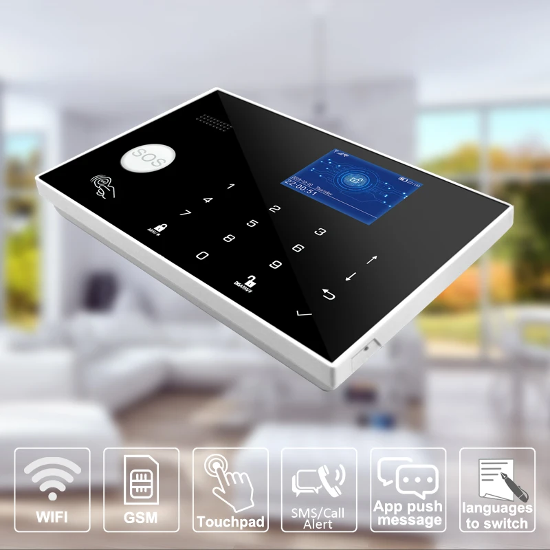 Wifi GSM сигнализация 433 МГц беспроводной и проводной Детектор Охранная сигнализация RFID TFT lcd сенсорная клавиатура 11 языков совместимый с Alexa