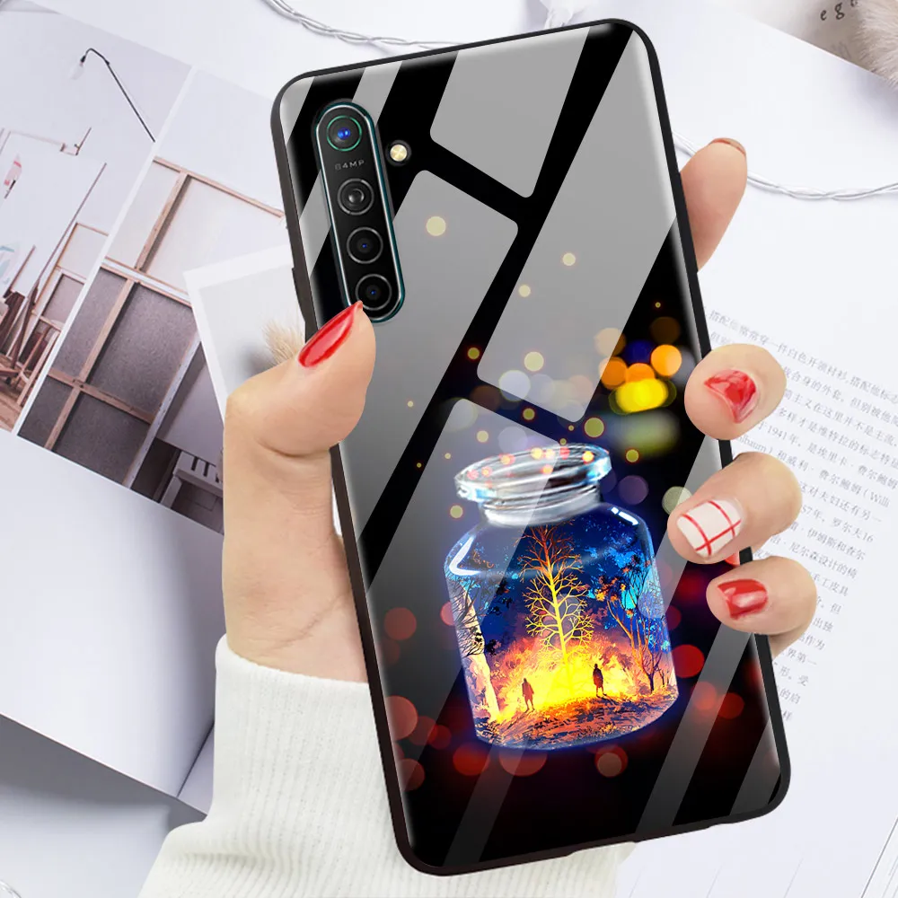 Закаленное Стекло чехол для OPPO Realme XT Чехол Жесткий PC Красочный чехол для OPPO Realme X2 X 2 XT бампер чехол для телефона RealmeX2 X2Pro