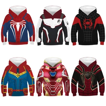 

Large Size Cosplay Spiderman Kids Jacket Thin Style Polyester Digital Printing Iron Man Boys Hoodies Spring Autumn Kids Clothes