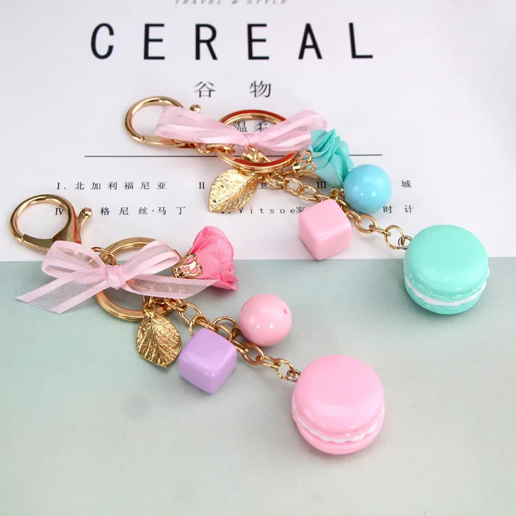 2020 New Exquisite Macaron Cake Key Chains Creative Alloy Tag Acrylic Chain Car Ring Gift for Classmates | Ювелирные наборы и