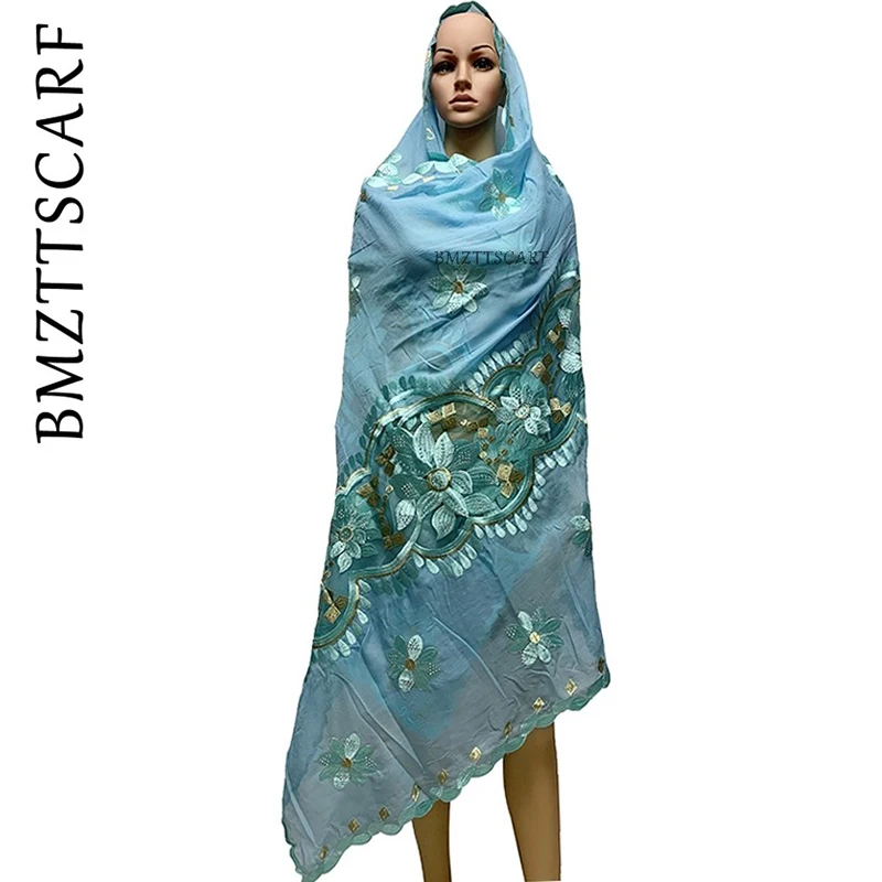 Африканский летний шарф Мусульманский вышитый платок хлопок сплайсинга шарф из тюли для шали BM586 - Цвет: BM586 5