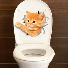 Различный милый котенок животное, мультяшная кошка стикер на стену 3D яркий ребенок детская комната ванная комната декоры пилинг и палка наклейка на унитаз Прямая поставка