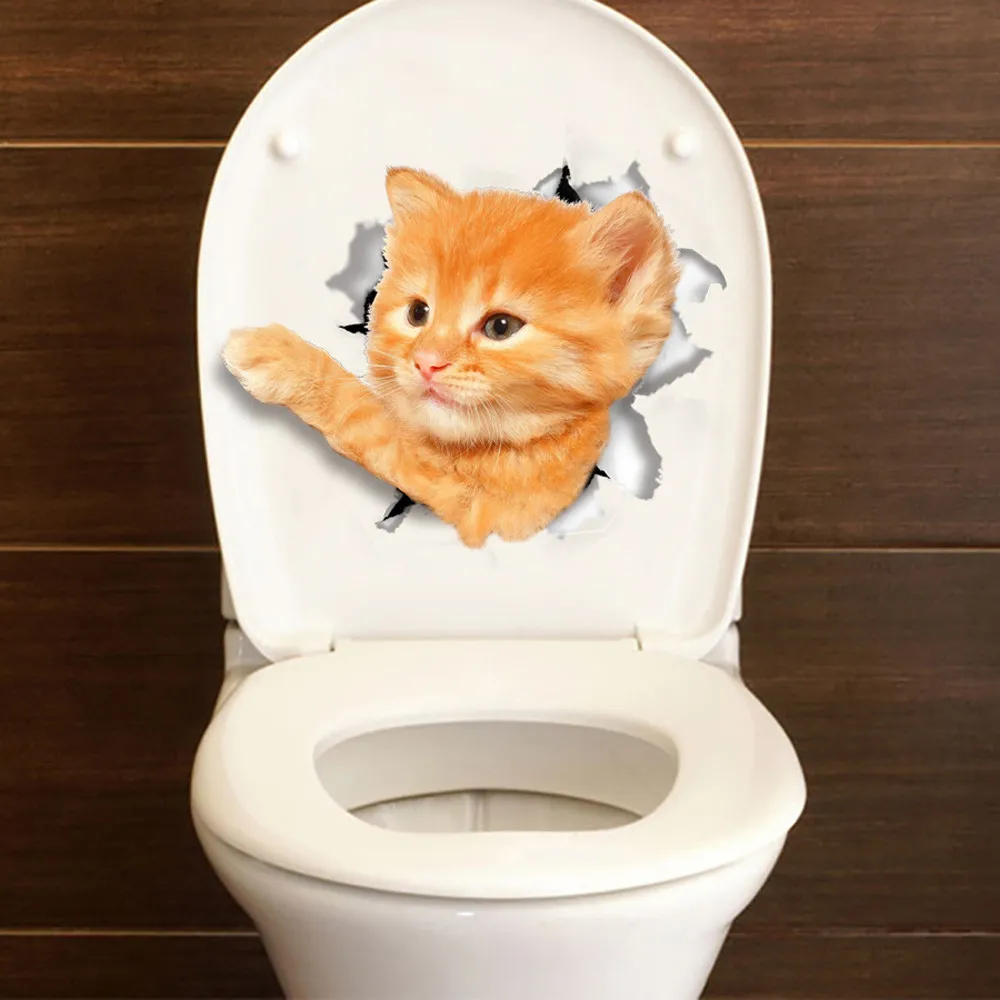 Разные милые котята животное мультяшная кошка Настенная Наклейка 3D яркие