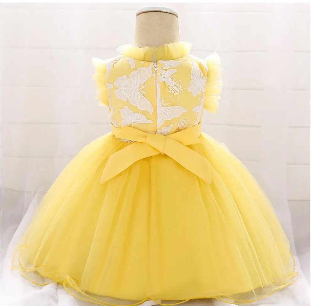 Baby Toddler Girl Dress Lace Butterflies Summer Baptism Princess Vestidos Tutu Dress Infant Kids Clothing For Girls Clothes