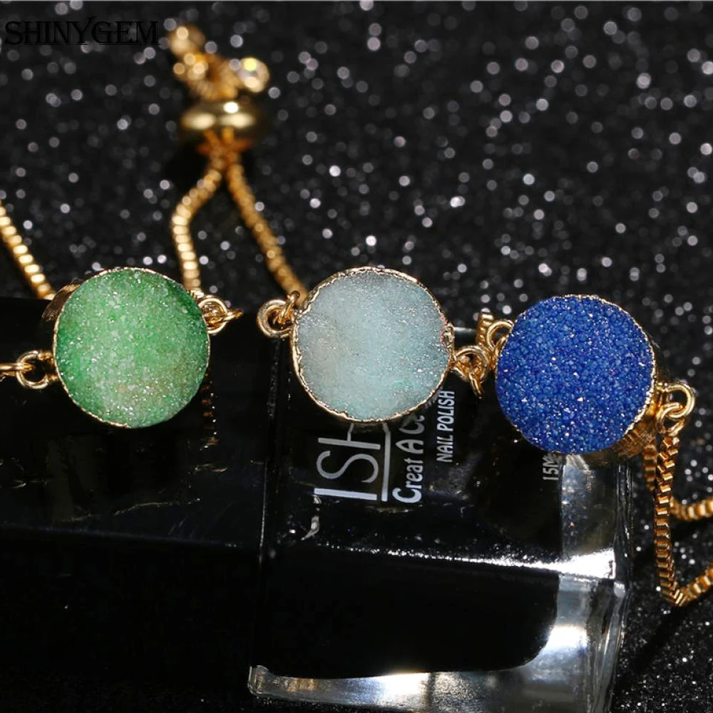 Модные браслеты ShinyGem с подвесками из драгоценных камней Круглый браслет