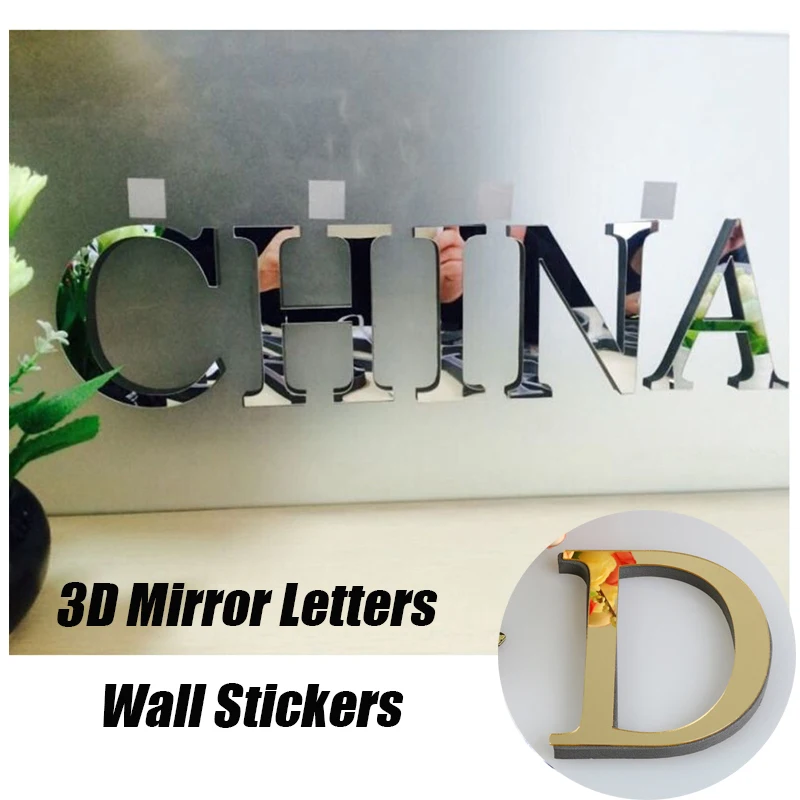 3D Mirror Letters Wall Stickers 26 English Alphabet DIY Logo Name Wedding Love Art Crafts Ornaments Home Decoration | Дом и сад