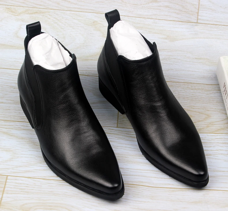 Ботинки Челси Wingtip мужские натуральная кожа коровья классические сапоги замша на