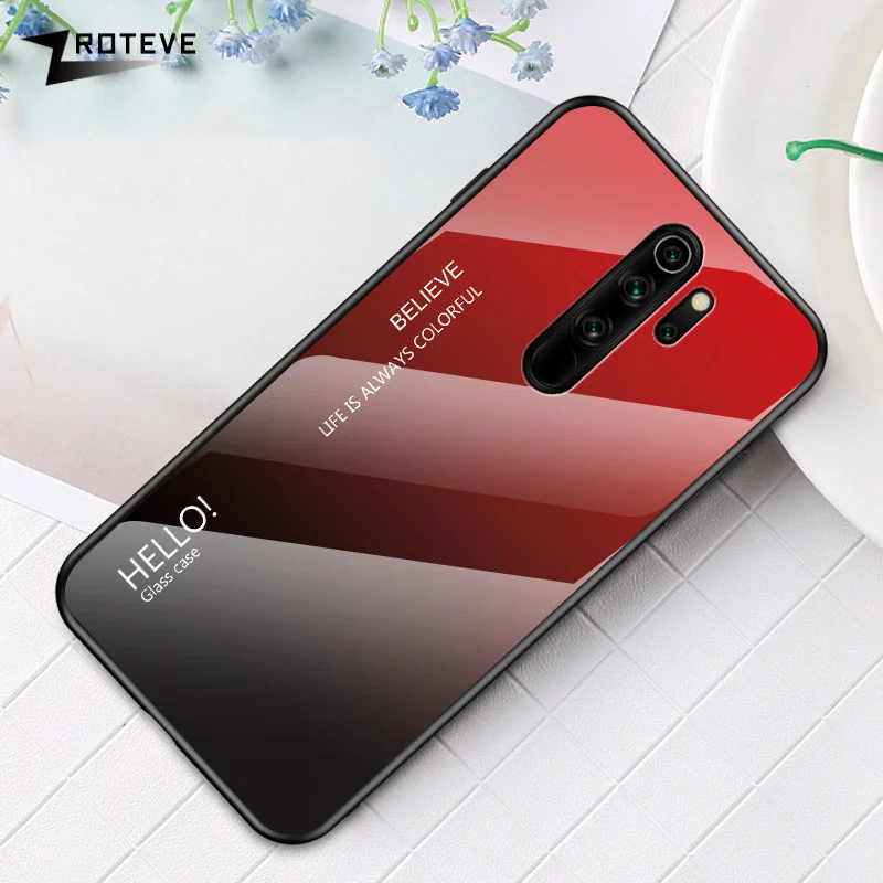 Красный ZROTEVE чехол для Xiaomi Redmi Note 8 Pro 8T чехол стеклянная задняя крышка для Redmi Note 8 8T чехол Силиконовое стекло Xiomi Redmi Note 8 8T Pro - Цвет: Красный