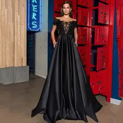 Eightree 2020, черные вечерние платья, прозрачное кружевное платье с вырезом, украшенное аппликацией вечернее вечерние платье, атласное