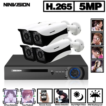 

H.265+ 4CH 5MP POE Security Camera System Kit 4PCS 5MP HD AI IP Camera Outdoor Waterproof CCTV Video Surveillance NVR Set 2TB