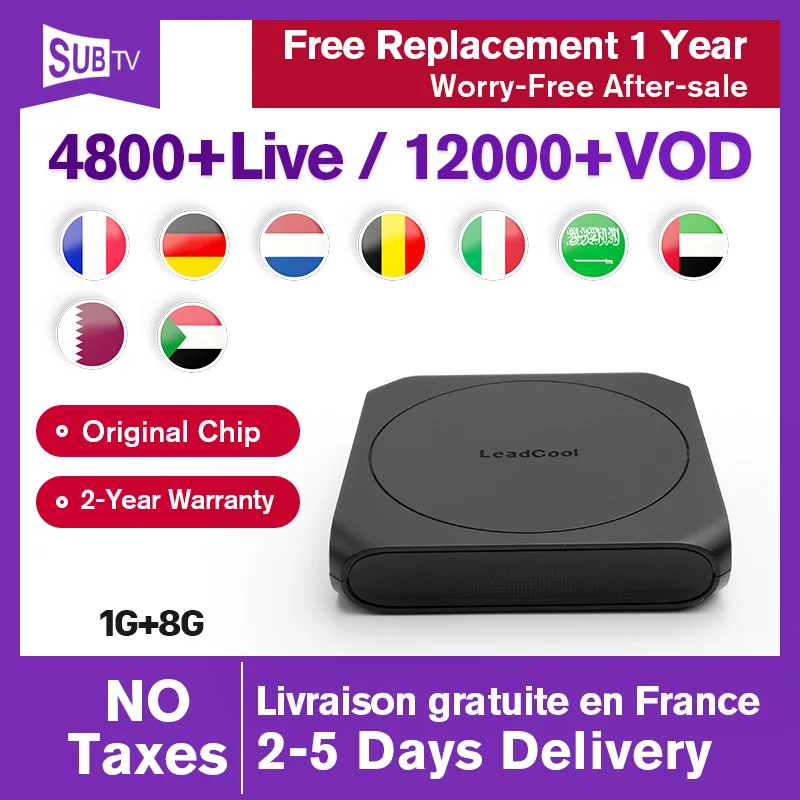 

Leadcool W IPTV France Spain Italy Android SUBTV 4K IPTV 1 Year Code Worldwide Live S905W H.265 IP TV Subscription Portugal