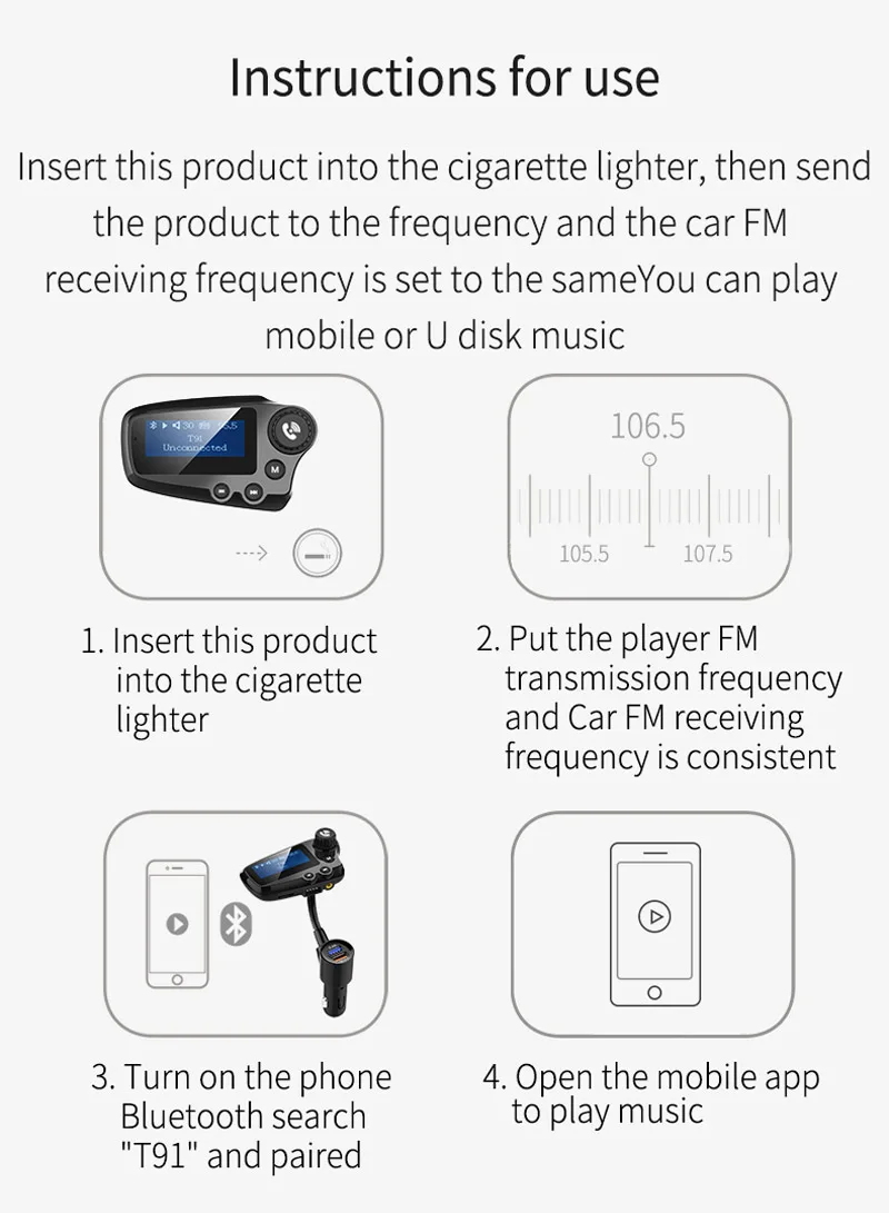Bluetooth 5 0 автомобильный комплект громкой связи fm передатчик AUX аудио приемник