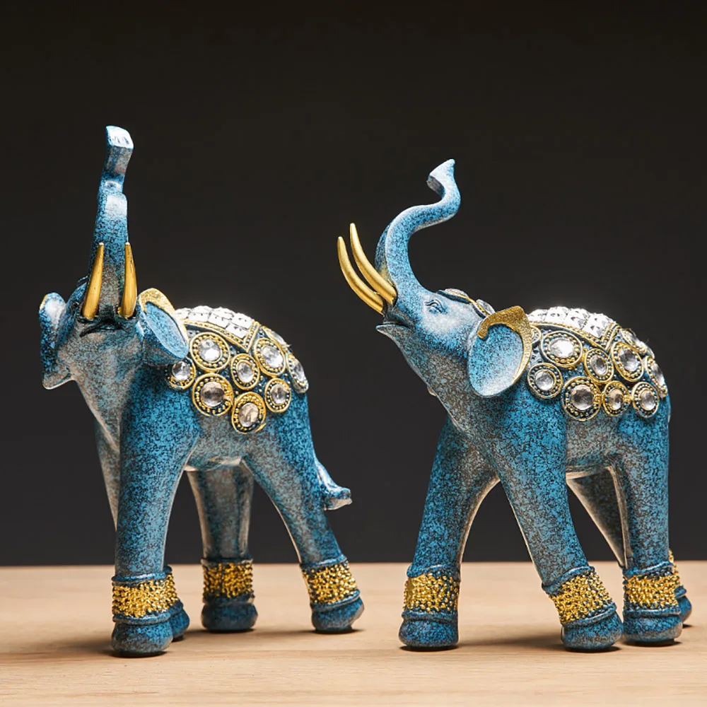 Creative Resin Animal Model Statue Home Decoration Accessories India Style Elephant Figurine Office Desk Decorative Wedding Gift