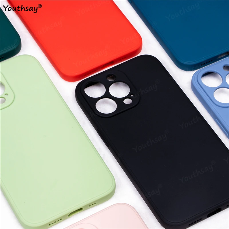For Iphone 13 Pro Max Case Silicone Straight Soft Rubber Protector