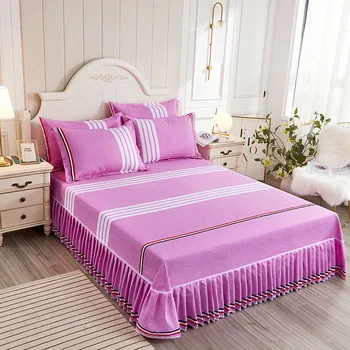 

Korean Style Bed Skirt Queen King Size Bed Sheet Twill Bedspread Thickened Sanding Student Dormitory Bed Cover With Pillowcase