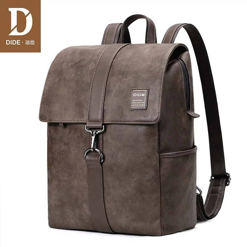 Бренд DIDE, винтажные мужские рюкзаки, школьные сумки для подростков мальчиков, Большой Вместительный рюкзак для ноутбука, модный мужской рюкзак, высокое качество - Цвет: coffee