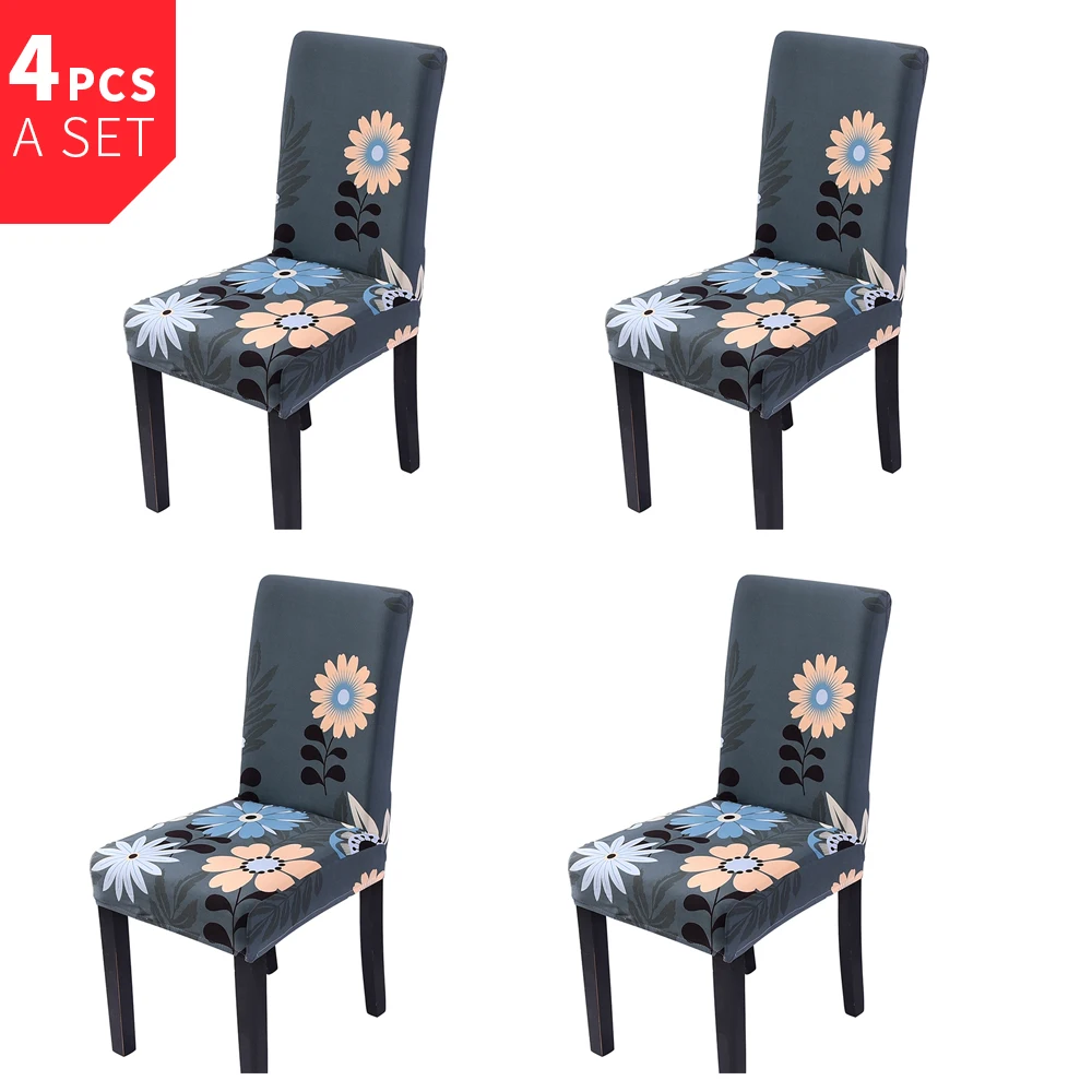 

4 Pcs/Set Chair Cover Spandex Kitchen Slipcover Removable Anti-dirty Chair Cover For Banquet Wedding Dinner Restaurant