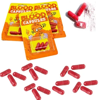 

60Pcs Horror Funny Gag Joke Realistic Fake Mouth Blood Capsule Pill Halloween Prop Party 3Pcs/Pack