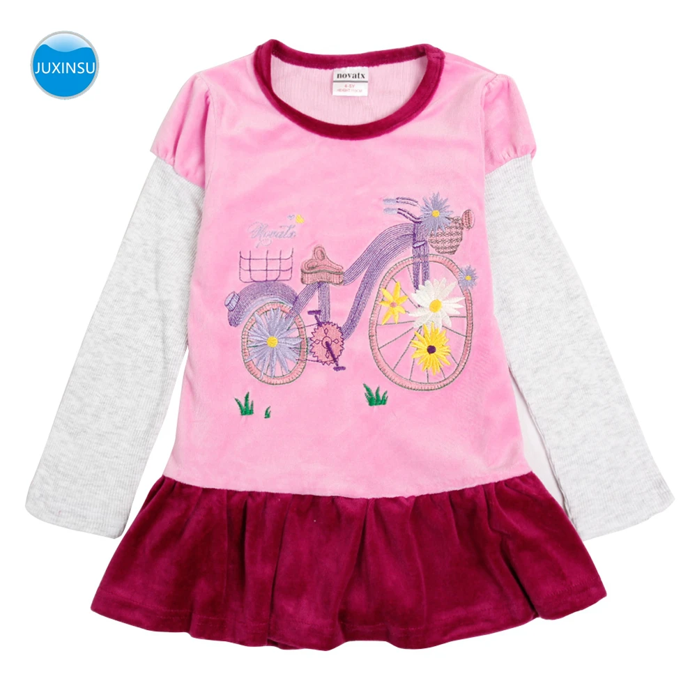 

JUXINSU Autumn Winter Girl Long Sleeve Dresses Elegant Dress Flannel Fabric for Girls 1-6 Years