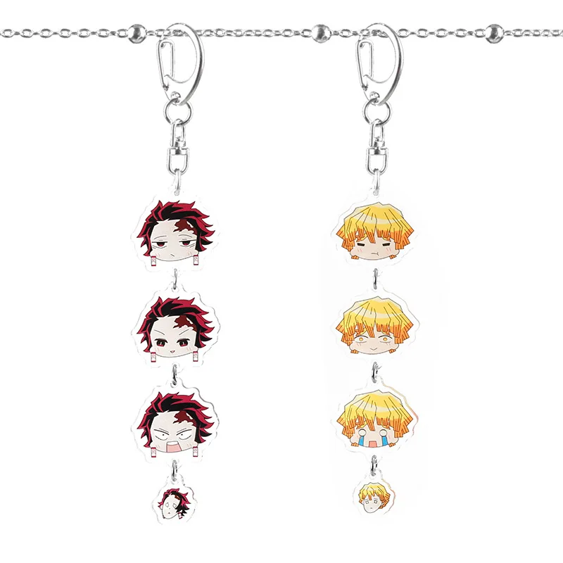 Demon Slayer брелок Kamado Tanjirou Agatsuma Zenitsu Hashibira Inosuke Kochou Shinobu Tomioka Giyuu акриловый милый брелок для ключей fun