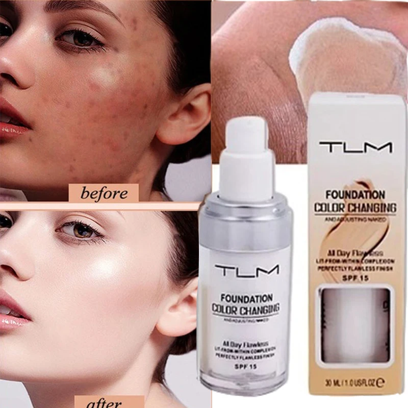 

30ml Color Changing Liquid Foundation Makeup Matte Foundation Base High Coverage Concealer Moisturizing Cream
