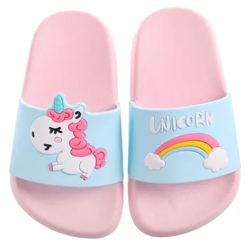 

Children's home soft slippers baby garden Cartoon Rainbow Shoes Boy Girl Unicorn Slippers Todder Flip Flops Beach Swimming