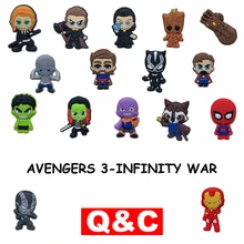 1 шт. Мстители 3-INFINITY WAR ПВХ обувь Подвески Аксессуары для обуви обувь украшения обуви пряжки аксессуары подходят браслеты Croc J