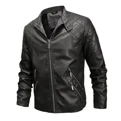 Мужская зимняя кожаная куртка Байкерская мотоциклетная куртка на молнии с длинными рукавами верхняя одежда Блузки мотоциклетные куртки