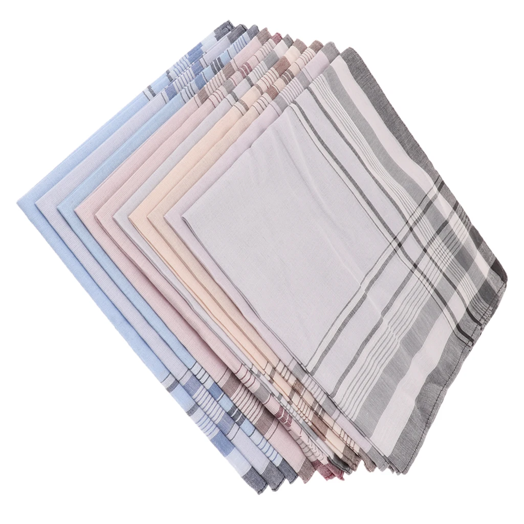 10pcs Men Handkerchiefs 100% Cotton with Stripe Hankies Gift Set 10pcs Men Handkerchiefs 100% Cotton with Stripe Hankies Gift Set