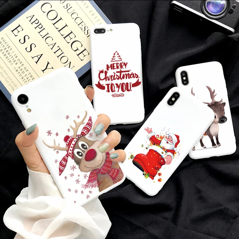 Силиконовый чехол с Рождеством для iPhone X, 7 Plus, 8, Xs Max, XR, год, олень, Fundas, для iPhone 6, 6 S, 5, 5S, SE, ТПУ, задняя крышка