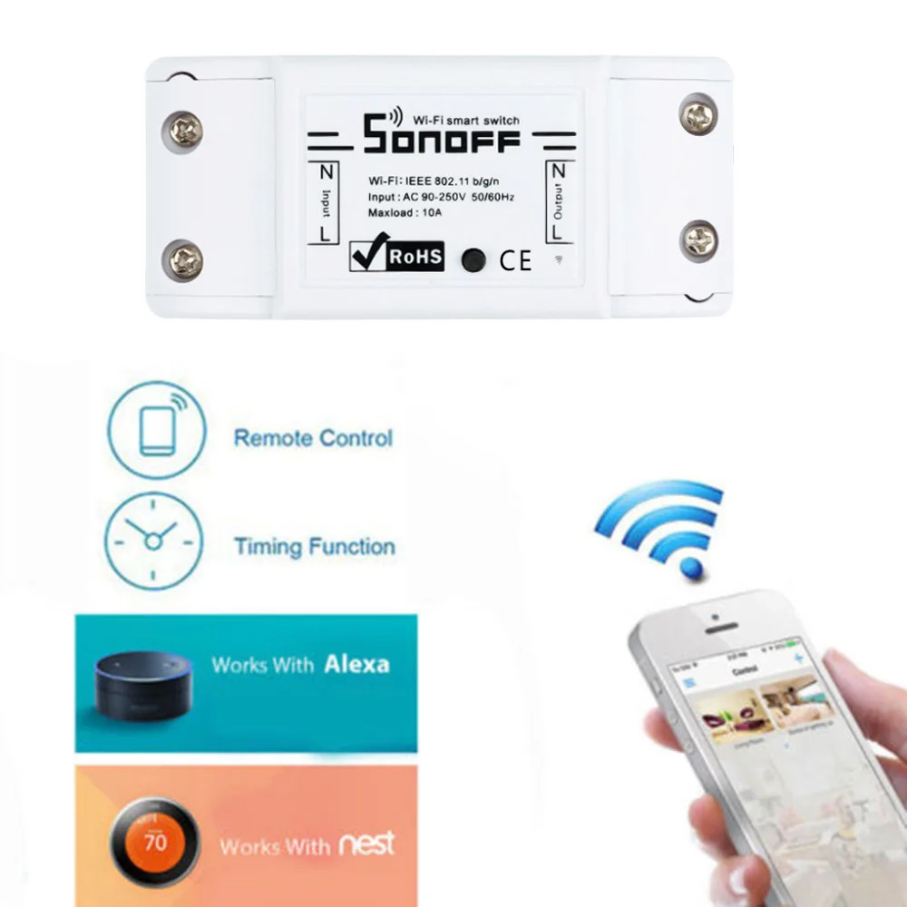 ITEAD Sonoff базовый WIfi умный переключатель беспроводной домашней автоматизации релейный модуль Domotica DIY пульт дистанционного управления работает с гнездом Alexa